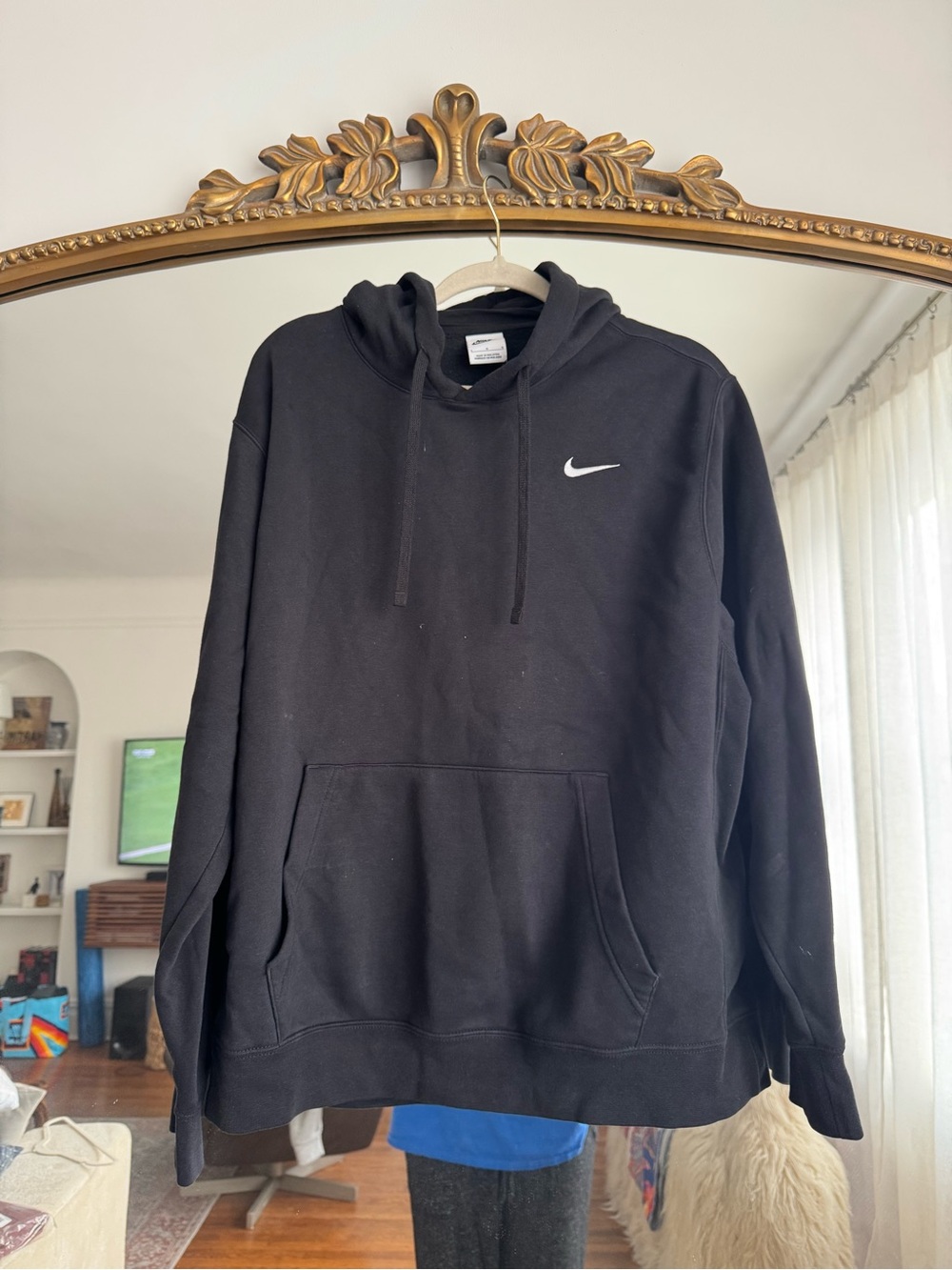 Nike Black Pullover Hoodie with White Swoosh